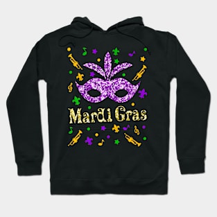 Mardi Gras 2024  Womens Girls Mask Beads New  Party Hoodie